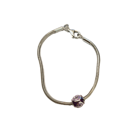 Occasions by Marleen Occasions by Marleen - Zilveren kinderarmband - Slang - Kraal paars - 12.5 cm