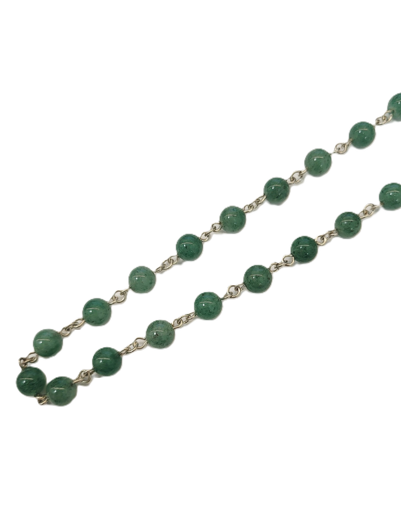 Occasions by Marleen Occasions by Marleen - Kralen op zilver - Groen agaat - 73 cm