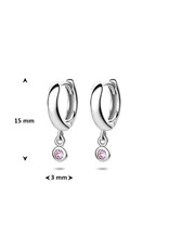 Zilveren oorringen - Gerhodineerd - Roze - Zirkonia