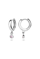 Zilveren oorringen - Gerhodineerd - Roze - Zirkonia