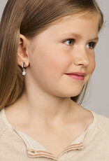 Zilveren oorringen - Gerhodineerd - Bloemetje - Roze zirkonia