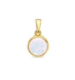 Gouden hanger - 14 karaats - Wit Opaliet