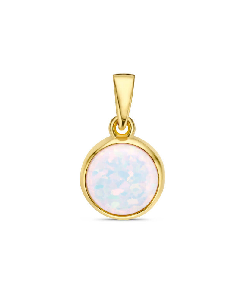 Gouden hanger - 14 karaats - Wit Opaliet