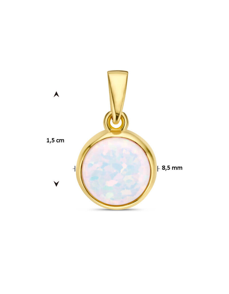 Gouden hanger - 14 karaats - Wit Opaliet