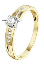 Gouden ring - 14 karaats - Zirkonia - Maat 17.5