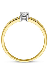 Gouden ring - 14 karaats - Zirkonia - Maat 17.5