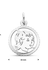 Zilveren kinderkopje - Meisje in rand - Gediamanteerd