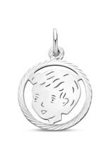 Zilveren kinderkopje - Jongen in rand - Gediamanteerd