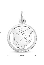 Zilveren kinderkopje - Jongen in rand - Gediamanteerd