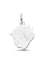 Zilveren kinderkopje - Gerhodineerd - Jongen - 14 x 17.5 mm