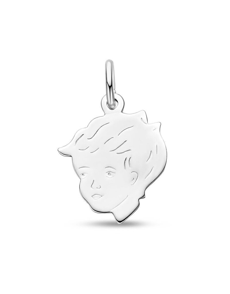 Zilveren kinderkopje - Gerhodineerd - Jongen - 14 x 17.5 mm