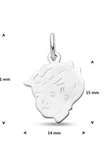 Zilveren kinderkopje - Gerhodineerd - Jongen - 14 x 17.5 mm