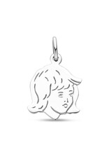 Zilveren kinderkopje - Gerhodineerd - Meisje - 13 x 17.5 mm