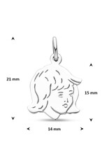 Zilveren kinderkopje - Gerhodineerd - Meisje - 13 x 17.5 mm