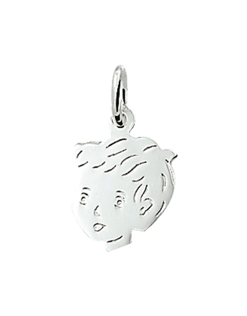 Zilveren kinderkopje - Jongen - 15 x 11,5 mm