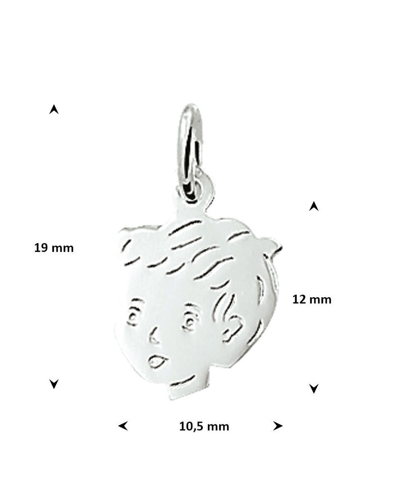 Zilveren kinderkopje - Jongen - 15 x 11,5 mm