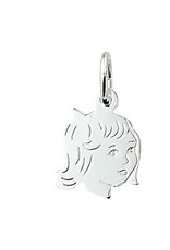 Zilveren kinderkopje - Meisje - 14 x 10 mm
