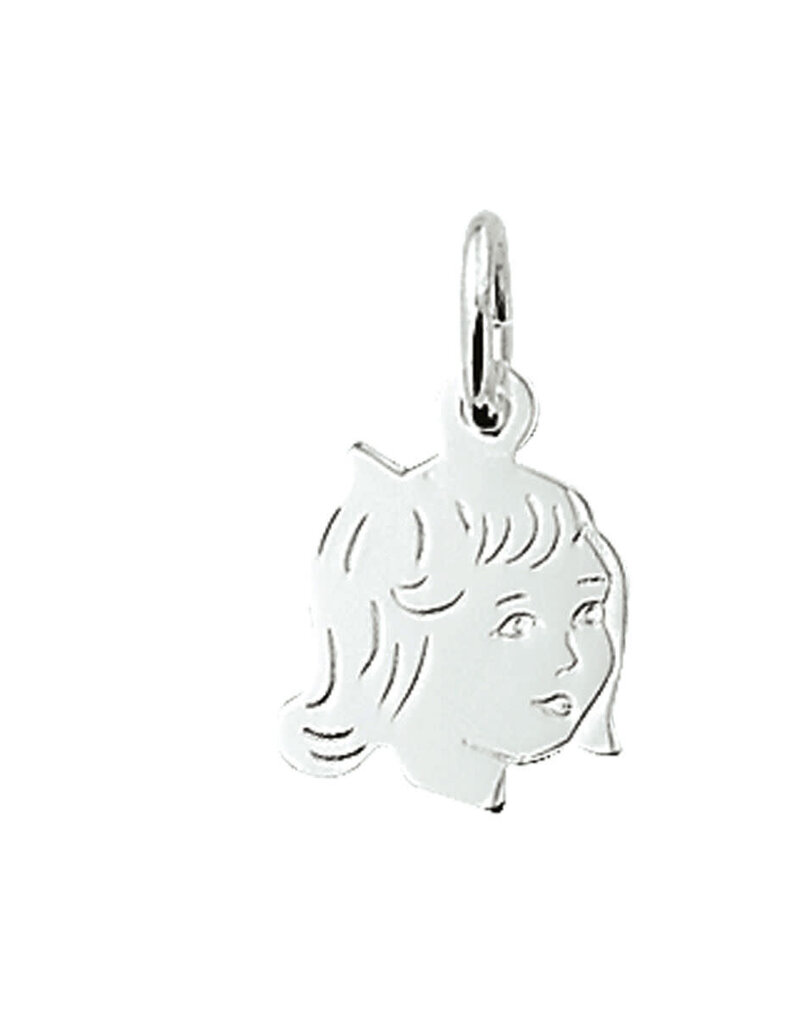 Zilveren kinderkopje - Meisje - 14 x 10 mm