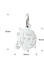 Zilveren kinderkopje - Meisje - 14 x 10 mm