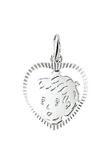 Zilveren kinderkopje - Jongen in rand - Hartje