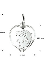 Zilveren kinderkopje - Jongen in rand - Hartje