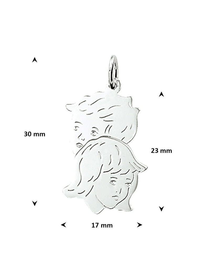 Zilveren kinderkopjes - Tweeling - 1 jongen / 1 meisje