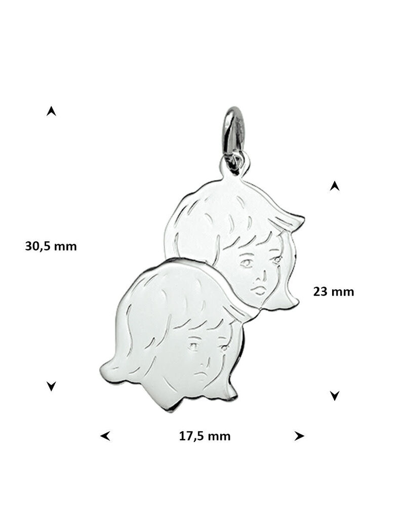 Zilveren kinderkopjes - Tweeling - 2 Meisjes