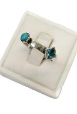 Occasions by Marleen Occasions by Marleen - Zilveren ring - Turkoois kleurige steentjes - Maat 19