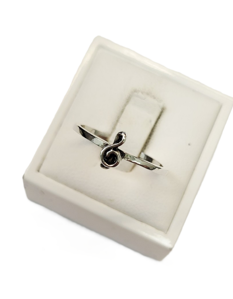 Occasions by Marleen Occasions by Marleen - Zilveren ring - Vioolsleutel - Maat 20+