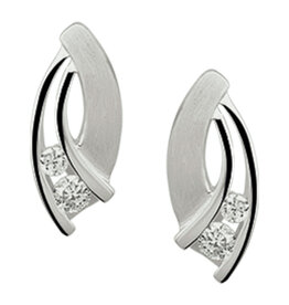 Zilveren oorknoppen - Gerhodineerd - Zirkonia