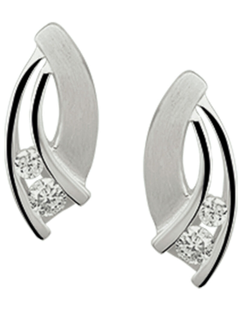 Zilveren oorknoppen - Gerhodineerd - Zirkonia