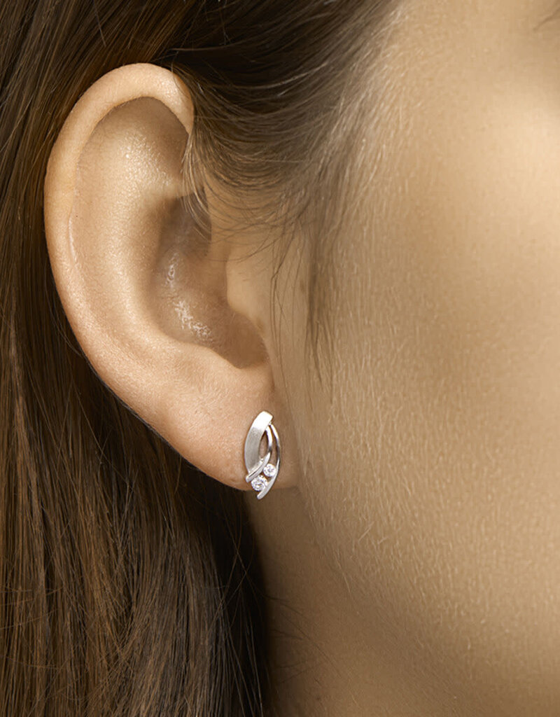 Zilveren oorknoppen - Gerhodineerd - Zirkonia