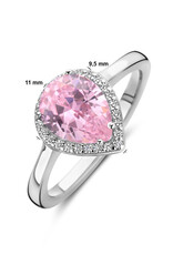Zilveren ring - Gerhodineerd - Blanke en roze Zirkonia - Maat 17.75