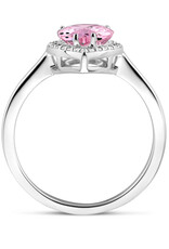 Zilveren ring - Gerhodineerd - Blanke en roze Zirkonia - Maat 17.75