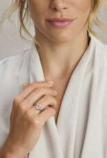 Zilveren ring - Gerhodineerd - Blanke en roze Zirkonia - Maat 17.75