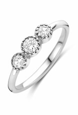 Zilveren ring - Gerhodineerd - Zirkonia - Maat 17.75