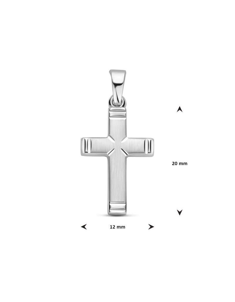 Zilveren kruis - Gerhodineerd - Mat/Glanzend