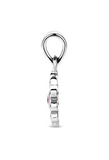 Zilveren hanger - Gerhodineerd - Emaille / Zirkonia - Bloemmetje