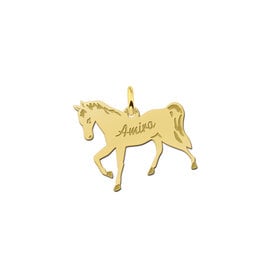 Gouden hanger 14 karaats - Paard met gravure