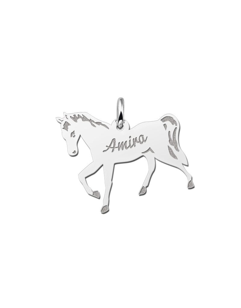 Zilven hanger  - Paard met gravure