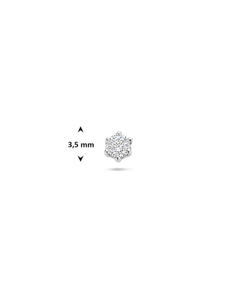 Zilver - Flat back piercing - Zirkonia - 3.5 mm