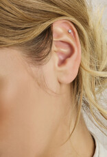 Zilver - Flat back piercing - Zirkonia - 3.5 mm