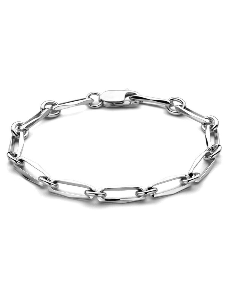 Zilveren armband - Gerhodineerd - Closed for ever - Massief - 5.5 mm - 19 cm