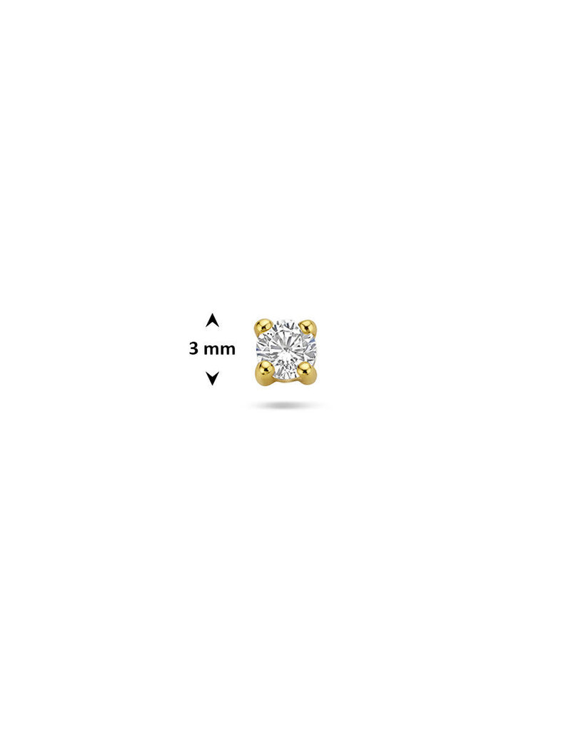 Zilver verguld - Flat back piercing - Zirkonia - 3 mm