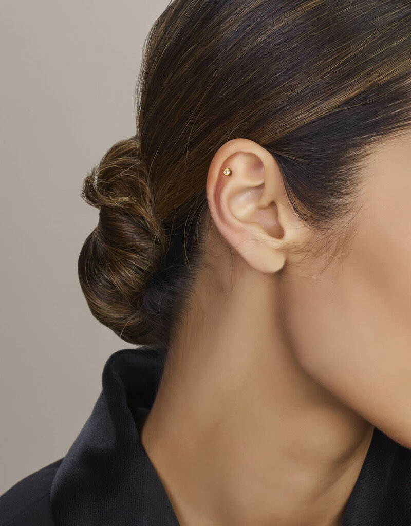 Zilver verguld - Flat back piercing - Zirkonia - 3 mm