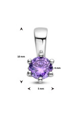 Zilveren hanger - Zirkonia -  Geboortesteen - 10 mm - Februari