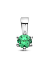 Zilveren hanger - Zirkonia -  Geboortesteen - 10 mm - Mei