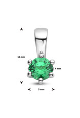 Zilveren hanger - Zirkonia -  Geboortesteen - 10 mm - Mei