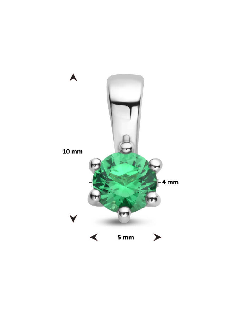 Zilveren hanger - Zirkonia -  Geboortesteen - 10 mm - Mei