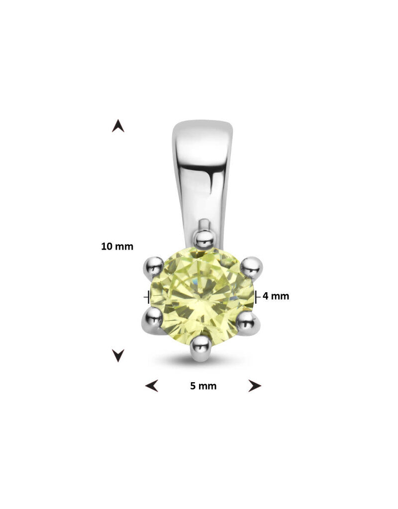 Zilveren hanger - Zirkonia -  Geboortesteen - 10 mm - Augustus